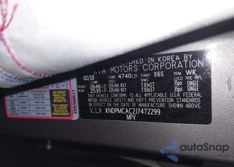 2018 Kia Sportage Lx z USA, uszkodzony, nr VIN KNDPMCAC2J7472299